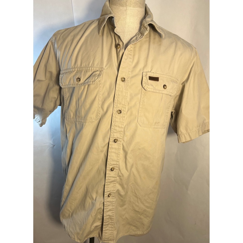 Carhartt Men's Short Sleeve Button Up Shirt Size Medium - A few small stains